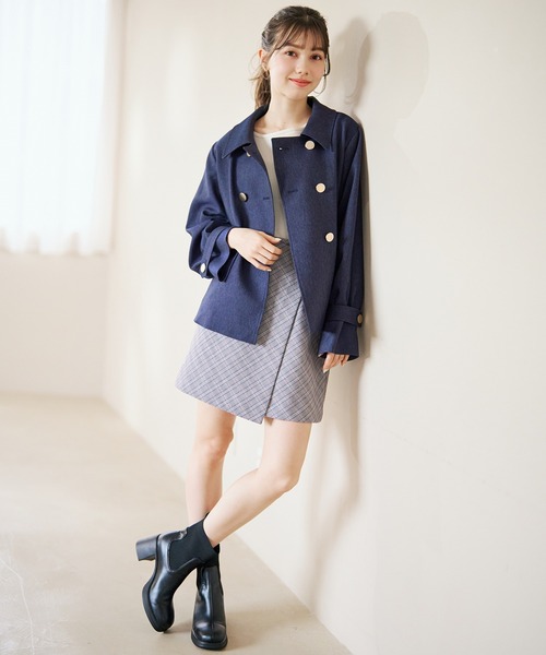 31 Sons de mode（トランテアン　ソン　ドゥ　モード）の「2026春夏新作 ラップ風ミニスカパン（スカート・レディース・ベージュ/ブラック×ホワイト/グレー系・S/M）」の4枚目の写真