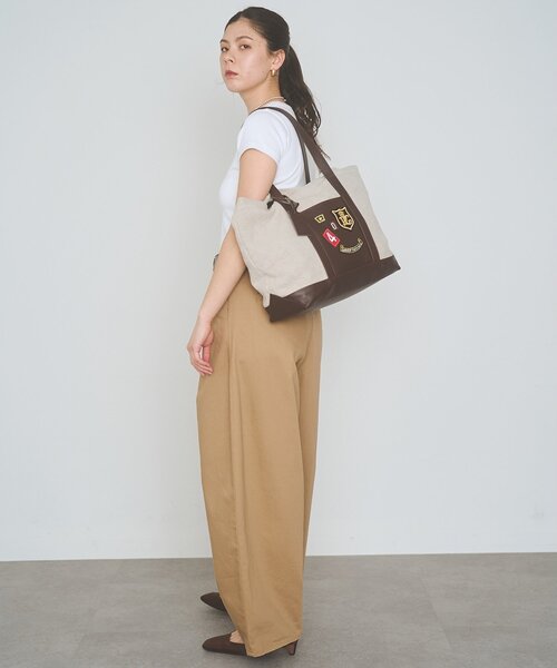 marco masi(マルコマージ)の「【MARCO MASI】リネンワッペントート(トートバッグ・レディース・ブラウン・FREE)」の4枚目の写真