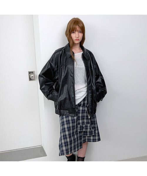 CRINCLE LEATHER OVERSIZED JUMPER (JP-601)