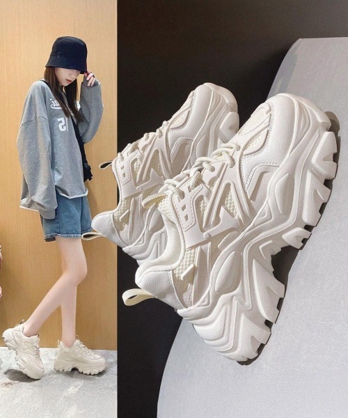 Miniministore(ミニミニストア)の「厚底スニーカーレディースダッドスニーカー(スニーカー・レディース・ブラック/アイボリー・22.5cm/23.0cm/23.5cm/24.0cm/24.5cm/25.0cm)」の16枚目の写真