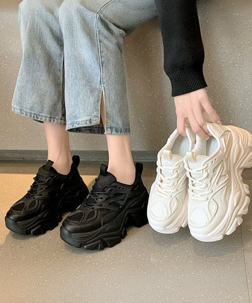 Miniministore(ミニミニストア)の「厚底スニーカーレディースダッドスニーカー(スニーカー・レディース・ブラック/アイボリー・22.5cm/23.0cm/23.5cm/24.0cm/24.5cm/25.0cm)」の12枚目の写真