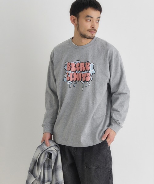 Right-on(ライトオン)の「Refurbish(リファービッシュ)発砲プリントロングスリーブT(Tシャツ/カットソー・メンズ・ブラック/ホワイト/グレー・S/M/L/XL)」の3枚目の写真