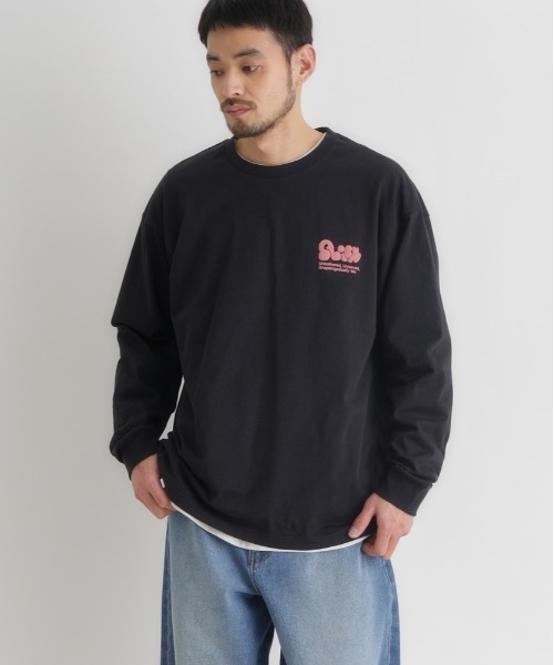 Right-on(ライトオン)の「Refurbish(リファービッシュ)発砲プリントロングスリーブT(Tシャツ/カットソー・メンズ・ブラック/ホワイト/グレー・S/M/L/XL)」の1枚目の写真