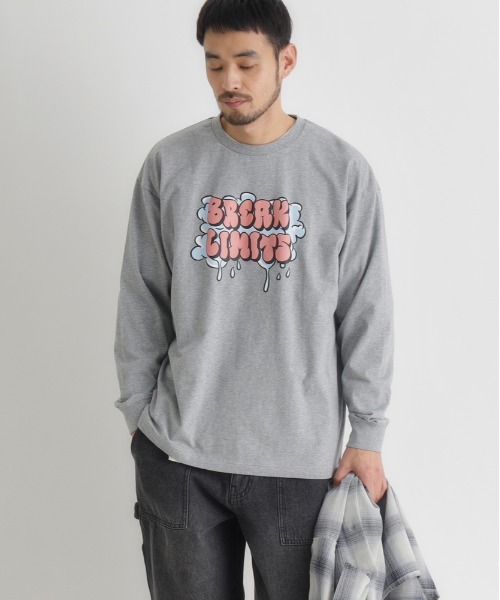 Right-on(ライトオン)の「Refurbish(リファービッシュ)発砲プリントロングスリーブT(Tシャツ/カットソー・メンズ・ブラック/ホワイト/グレー・S/M/L/XL)」の4枚目の写真