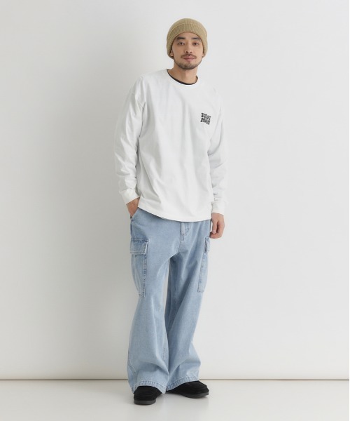 Right-on(ライトオン)の「Refurbish(リファービッシュ)発砲プリントロングスリーブT(Tシャツ/カットソー・メンズ・ブラック/ホワイト/グレー・S/M/L/XL)」の10枚目の写真