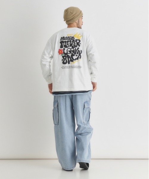 Right-on(ライトオン)の「Refurbish(リファービッシュ)発砲プリントロングスリーブT(Tシャツ/カットソー・メンズ・ブラック/ホワイト/グレー・S/M/L/XL)」の11枚目の写真