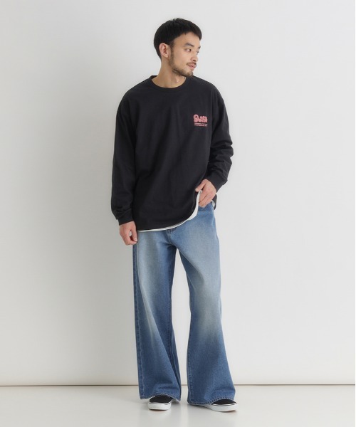 Right-on(ライトオン)の「Refurbish(リファービッシュ)発砲プリントロングスリーブT(Tシャツ/カットソー・メンズ・ブラック/ホワイト/グレー・S/M/L/XL)」の12枚目の写真