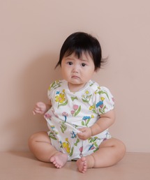 MAKE YOUR DAY（メイクユアデイ）の「レトロフラワー総柄半袖ロンパス（ロンパース）」