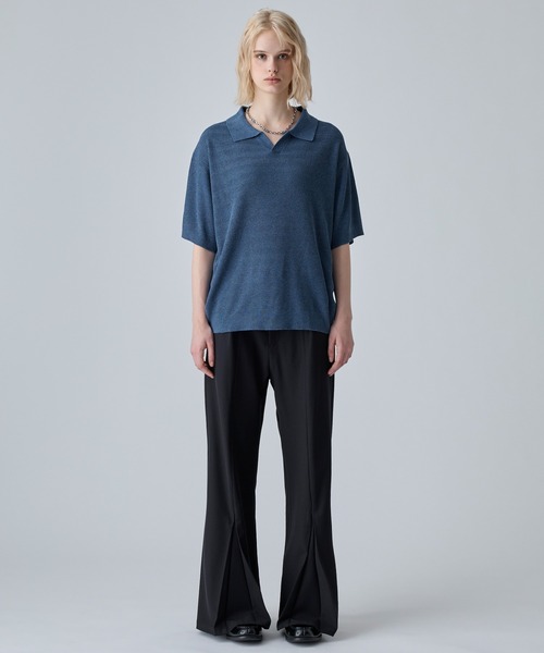 VELNUS(ベルナス)の「【VELNUS】Melange-Like Compact Skipper Short-Sleeve Knit Polo Shirt/メランジライクコンパクトスキッパー半袖ニットポロシャツ(ポロシャツ・メンズ・チャコールグレー/ブルー・S/L/M)」の6枚目の写真