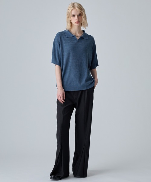 VELNUS(ベルナス)の「【VELNUS】Melange-Like Compact Skipper Short-Sleeve Knit Polo Shirt/メランジライクコンパクトスキッパー半袖ニットポロシャツ(ポロシャツ・メンズ・チャコールグレー/ブルー・S/L/M)」の7枚目の写真