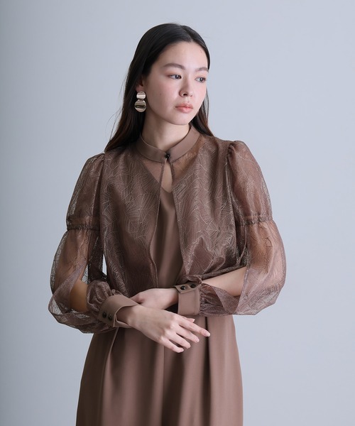 atlo(アトロ)の「シアーレース スリーブ スタンドカラー パンツドレス ロング丈 ワイド オールインワン フォーマル お呼ばれ 結婚式 二次会 同窓会 成人式 オケージョン(パンツドレス・レディース・ブラック/ネイビー/モカ・M/L/XL/XXL)」の3枚目の写真