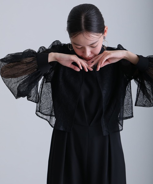 atlo(アトロ)の「シアーレース スリーブ スタンドカラー パンツドレス ロング丈 ワイド オールインワン フォーマル お呼ばれ 結婚式 二次会 同窓会 成人式 オケージョン(パンツドレス・レディース・ブラック/ネイビー/モカ・M/L/XL/XXL)」の6枚目の写真