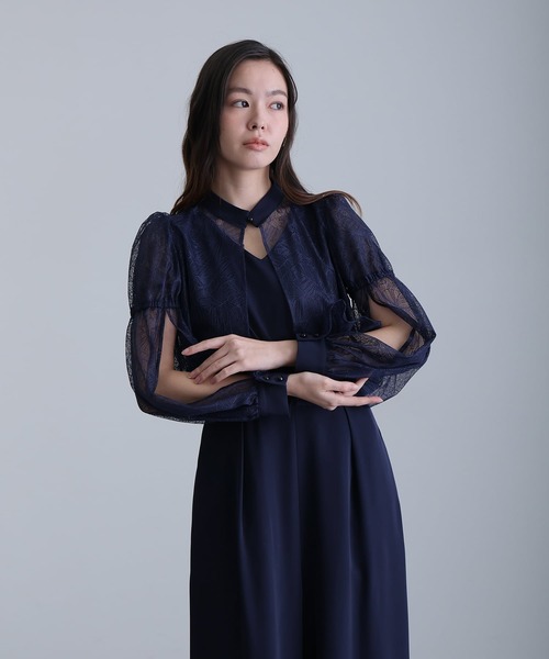 atlo(アトロ)の「シアーレース スリーブ スタンドカラー パンツドレス ロング丈 ワイド オールインワン フォーマル お呼ばれ 結婚式 二次会 同窓会 成人式 オケージョン(パンツドレス・レディース・ブラック/ネイビー/モカ・M/L/XL/XXL)」の14枚目の写真