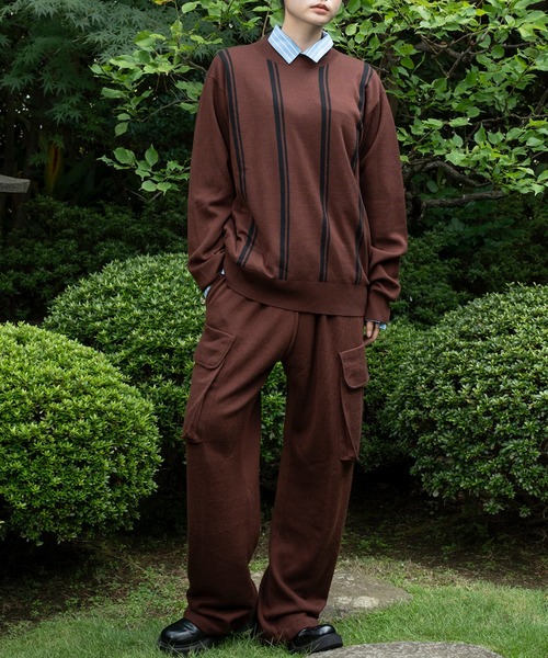WITH OR WITHOUT（ウィズオアウィズアウト）の「シルク混ニットプルオーバー／無地・ストライプ × ウールカシミヤブレンド（ニット/セーター・メンズ・ブラック/ブラウン/グレー・1/2/3）」の5枚目の写真