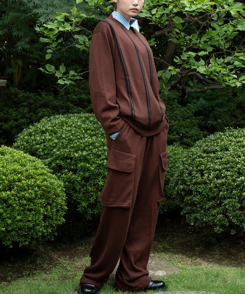 WITH OR WITHOUT（ウィズオアウィズアウト）の「シルク混ニットプルオーバー／無地・ストライプ × ウールカシミヤブレンド（ニット/セーター・メンズ・ブラック/ブラウン/グレー・1/2/3）」の6枚目の写真