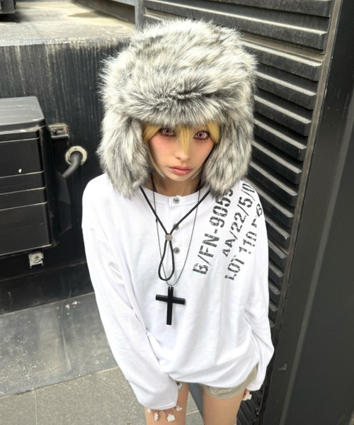 Never mind the XU（ネバーマインドザエックスユー）の「【Never mind the XU】waffle henley long sleeve / 【ネバーマインド ザ エックスユー】ワッフルヘンリー長袖Tシャツ（Tシャツ/カットソー・メンズ・ブラウン/チャコール/ホワイト/ブラック・ONE SIZE）」の2枚目の写真