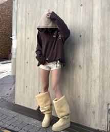 Never mind the XU（ネバーマインドザエックスユー）の「【Never mind the XU】waffle henley long sleeve / 【ネバーマインド ザ エックスユー】ワッフルヘンリー長袖Tシャツ（Tシャツ/カットソー）」