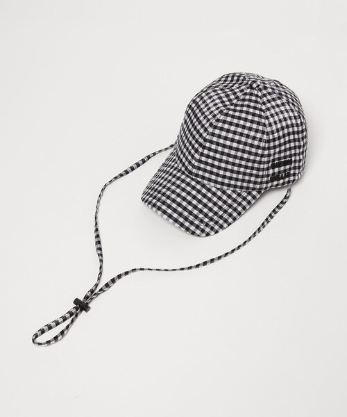 CITEN（シテン）の「＜CITEN＞ギンガムチェックドロストキャップ（キャップ・レディース・ブラック/ケリーグリーン・FREE）」の4枚目の写真