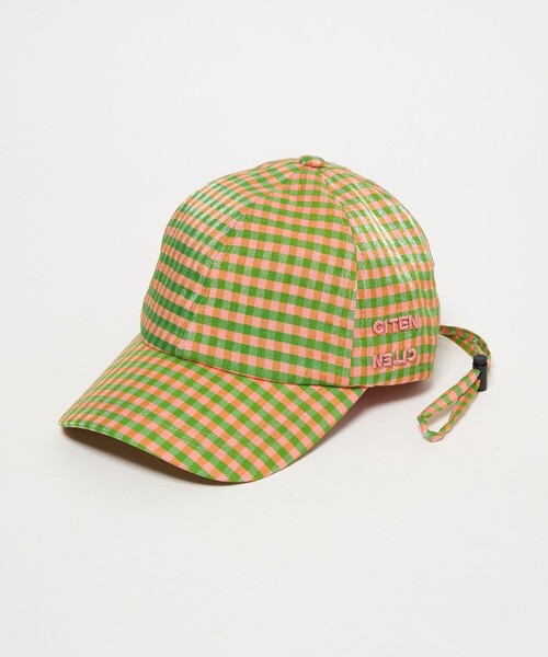 CITEN（シテン）の「＜CITEN＞ギンガムチェックドロストキャップ（キャップ・レディース・ブラック/ケリーグリーン・FREE）」の6枚目の写真