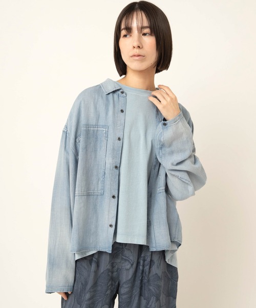 RNA-N(アールエヌエーエヌ)の「B2947 2.2ozデニムワークシャツ(シャツ/ブラウス・レディース・ダークインディゴブルー/ライトインディゴブルー・FREE)」の21枚目の写真