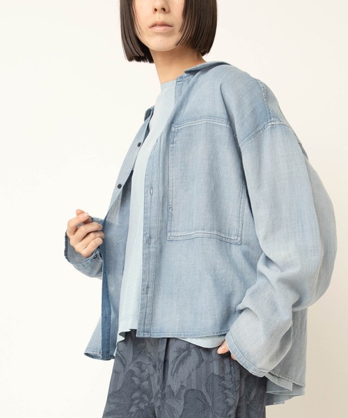 RNA-N(アールエヌエーエヌ)の「B2947 2.2ozデニムワークシャツ(シャツ/ブラウス・レディース・ダークインディゴブルー/ライトインディゴブルー・FREE)」の20枚目の写真