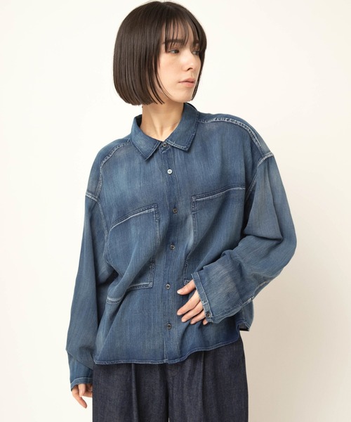 RNA-N(アールエヌエーエヌ)の「B2947 2.2ozデニムワークシャツ(シャツ/ブラウス・レディース・ダークインディゴブルー/ライトインディゴブルー・FREE)」の16枚目の写真