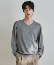 ウォッシャブルミニマルVネックニット_GRAY(WC26-KN20)