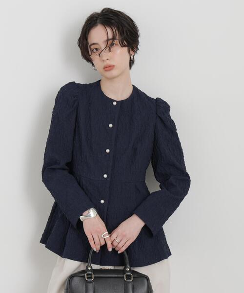 troisieme chaco/別注 PUFFY JACQUARD ジャケット（ノーカラー