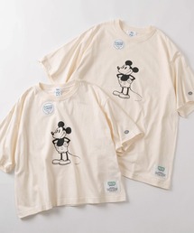 DISCUS（ディスカス）の「【71】【DISCUS/ディスカス】×【Disney/ディズニー】ミッキーマウス ショート丈/レギュラー丈 レトロデザイン プリントTシャツ/ワンポイント刺繍/レディース（Tシャツ/カットソー）」