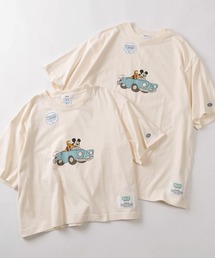DISCUS（ディスカス）の「【71】【DISCUS/ディスカス】×【Disney/ディズニー】ミッキーマウス ショート丈/レギュラー丈 レトロデザイン プリントTシャツ/ワンポイント刺繍/レディース（Tシャツ/カットソー）」