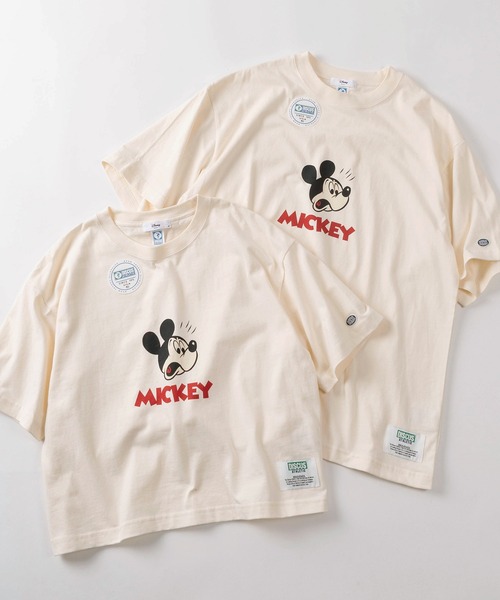 Disney(ディズニー)の「【71】【DISCUS/ディスカス】×【Disney/ディズニー】ミッキーマウス ショート丈/レギュラー丈 レトロデザイン プリントTシャツ/ワンポイント刺繍/レディース(Tシャツ/カットソー・レディース・ホワイト系3/ブラック系2/ホワイト系/ホワイト系1/ホワイト系2/ブラック系1/ブラック系3/ブラック系・M/L)」の4枚目の写真