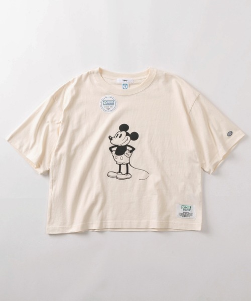 Disney(ディズニー)の「【71】【DISCUS/ディスカス】×【Disney/ディズニー】ミッキーマウス ショート丈/レギュラー丈 レトロデザイン プリントTシャツ/ワンポイント刺繍/レディース(Tシャツ/カットソー・レディース・ホワイト系3/ブラック系2/ホワイト系/ホワイト系1/ホワイト系2/ブラック系1/ブラック系3/ブラック系・M/L)」の9枚目の写真