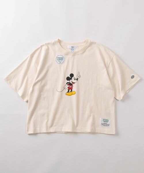 Disney(ディズニー)の「【71】【DISCUS/ディスカス】×【Disney/ディズニー】ミッキーマウス ショート丈/レギュラー丈 レトロデザイン プリントTシャツ/ワンポイント刺繍/レディース(Tシャツ/カットソー・レディース・ホワイト系3/ブラック系2/ホワイト系/ホワイト系1/ホワイト系2/ブラック系1/ブラック系3/ブラック系・M/L)」の14枚目の写真