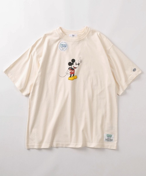 Disney(ディズニー)の「【71】【DISCUS/ディスカス】×【Disney/ディズニー】ミッキーマウス ショート丈/レギュラー丈 レトロデザイン プリントTシャツ/ワンポイント刺繍/レディース(Tシャツ/カットソー・レディース・ホワイト系3/ブラック系2/ホワイト系/ホワイト系1/ホワイト系2/ブラック系1/ブラック系3/ブラック系・M/L)」の15枚目の写真