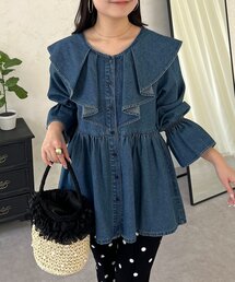 prose verse（プロズヴェール）の「フリルペプラムデニムブラウス（シャツ/ブラウス）」
