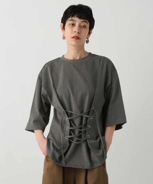 studio CLIP(スタディオクリップ)の「《ウタオ》レースアップカットソー(Tシャツ/カットソー・レディース・モカ/チャコール/サンドグレー・FREE)」の17枚目の写真