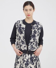 Paul Stuart（ポールスチュアート）の「【ウォッシャブル】シャイニーストレッチ シアーフラワープリント カーディガン（カーディガン/ボレロ）」