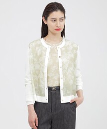 Paul Stuart（ポールスチュアート）の「【ウォッシャブル】シャイニーストレッチ シアーフラワープリント カーディガン（カーディガン/ボレロ）」