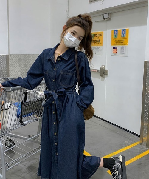 FAVORITO(ファヴォリート)の「デニムシャツワンピース(ワンピース・レディース・ブルー・M/L/XL)」の15枚目の写真
