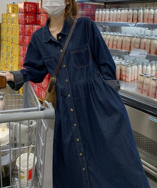 FAVORITO(ファヴォリート)の「デニムシャツワンピース(ワンピース・レディース・ブルー・M/L/XL)」の3枚目の写真