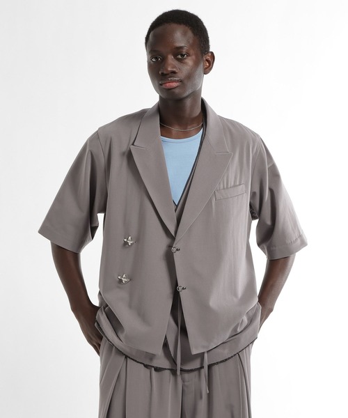 HARE(ハレ)の「【SET UP対応 接触冷感】メタルパーツジャケット(HARE)(テーラードジャケット・メンズ・ブラウン/ブルー/ブラック・MEDIUM/SMALL)」の2枚目の写真