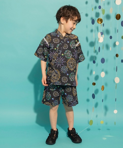 BRANSHES(ブランシェス)の「【キッズ】甚平(浴衣・キッズ・アイボリー/サックスブルー/ブラック/チャコールグレー・120/90/100/110)」の4枚目の写真