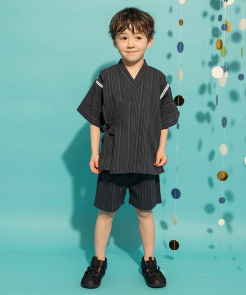 BRANSHES(ブランシェス)の「【キッズ】甚平(浴衣・キッズ・アイボリー/サックスブルー/ブラック/チャコールグレー・120/90/100/110)」の3枚目の写真