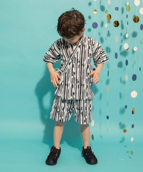BRANSHES(ブランシェス)の「【キッズ】甚平(浴衣・キッズ・アイボリー/サックスブルー/ブラック/チャコールグレー・120/90/100/110)」の7枚目の写真