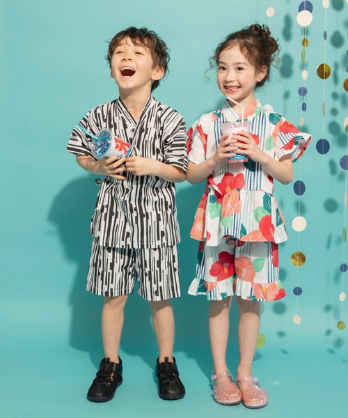 BRANSHES(ブランシェス)の「【キッズ】甚平(浴衣・キッズ・アイボリー/サックスブルー/ブラック/チャコールグレー・120/90/100/110)」の5枚目の写真