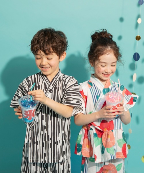 BRANSHES(ブランシェス)の「【キッズ】甚平(浴衣・キッズ・アイボリー/サックスブルー/ブラック/チャコールグレー・120/90/100/110)」の6枚目の写真