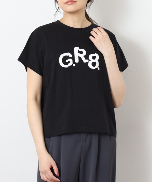 EGLANTINE(エグランティーヌ)の「EGLANTINE バックチュール発砲プリントドルマンカットソー 半袖(Tシャツ/カットソー・レディース・ベージュ・40)」の2枚目の写真