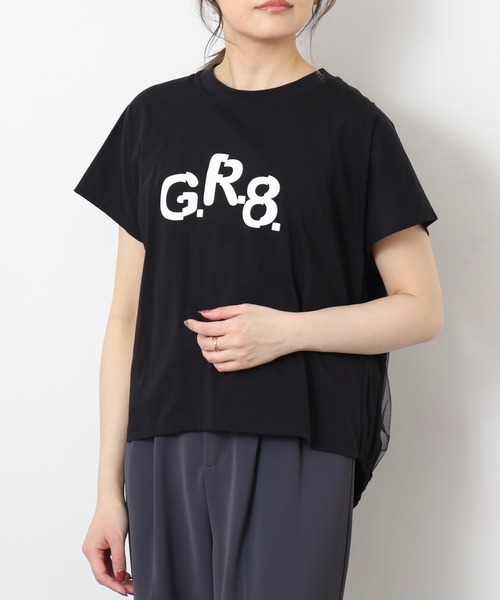 EGLANTINE(エグランティーヌ)の「EGLANTINE バックチュール発砲プリントドルマンカットソー 半袖(Tシャツ/カットソー・レディース・ベージュ・40)」の3枚目の写真