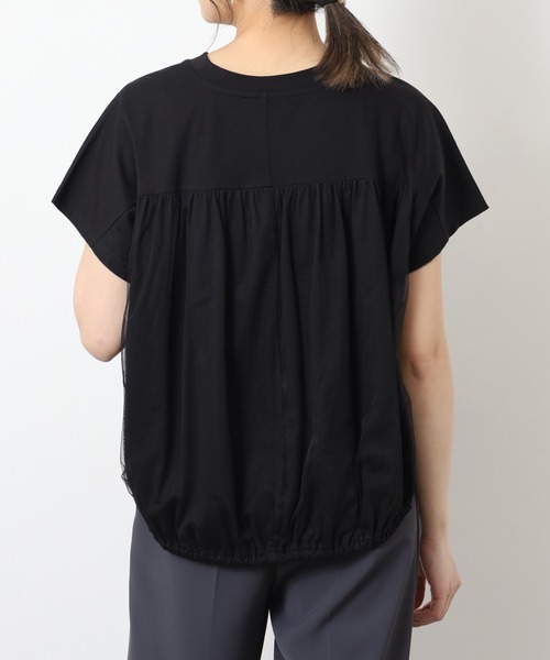 EGLANTINE(エグランティーヌ)の「EGLANTINE バックチュール発砲プリントドルマンカットソー 半袖(Tシャツ/カットソー・レディース・ベージュ・40)」の6枚目の写真