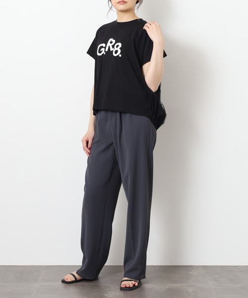 EGLANTINE(エグランティーヌ)の「EGLANTINE バックチュール発砲プリントドルマンカットソー 半袖(Tシャツ/カットソー・レディース・ベージュ・40)」の8枚目の写真